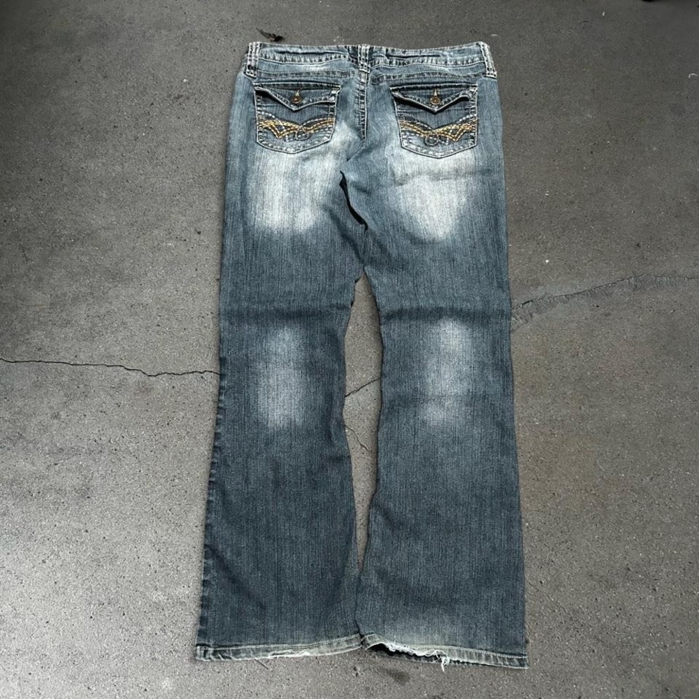 Y2K women's Wallflower low rise bootcut grunge fade wash denim jeans pants